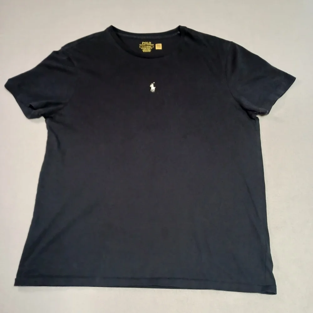 Polo‎ Ralph Lauren Mens Navy Blue Custom Slim Fit Pony Logo T-Shirt Large L